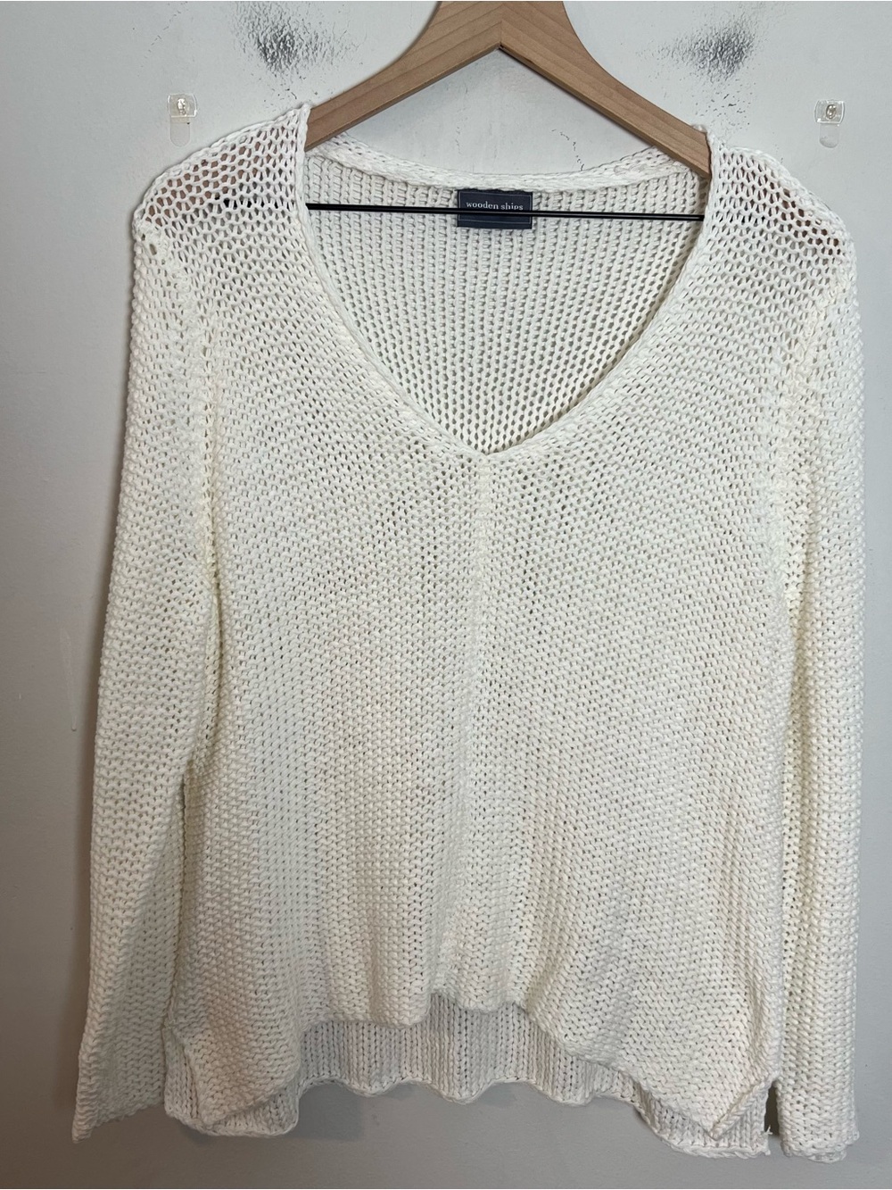 WOODEN SHIPS- Key West Crew Chunky Cotton Breaker White Size S/M - Picture 2 of 6